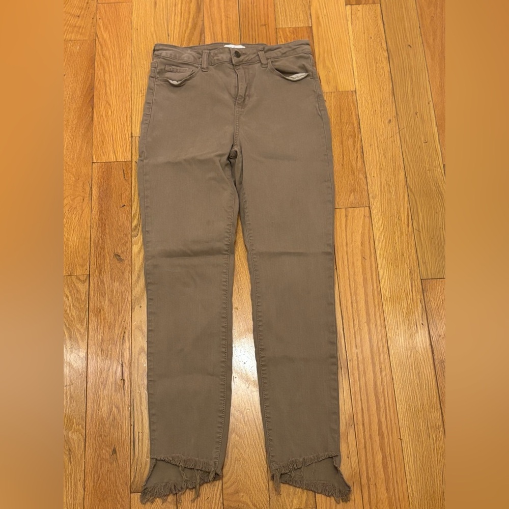 Cello Tan Ankle Cropped Jeans with Frayed Hem Size 11
